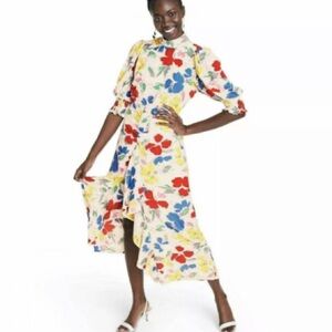 RIXO Floral Maxi Dress - Red, Yellow, Blue